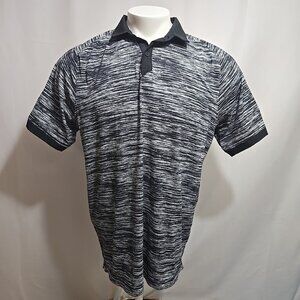Under Armour Iso Chill Polo Shirt Mens Size Large Black White Striped Golf